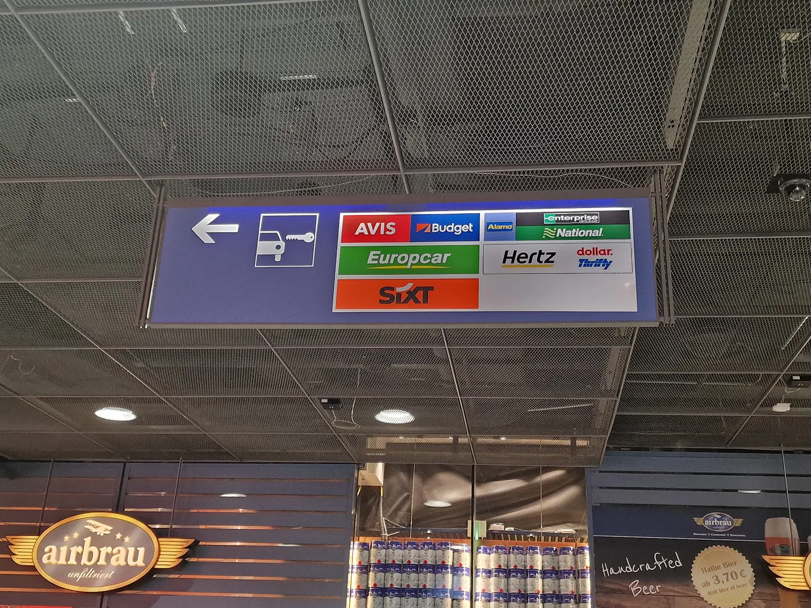 Rental car signs at Munich Airport