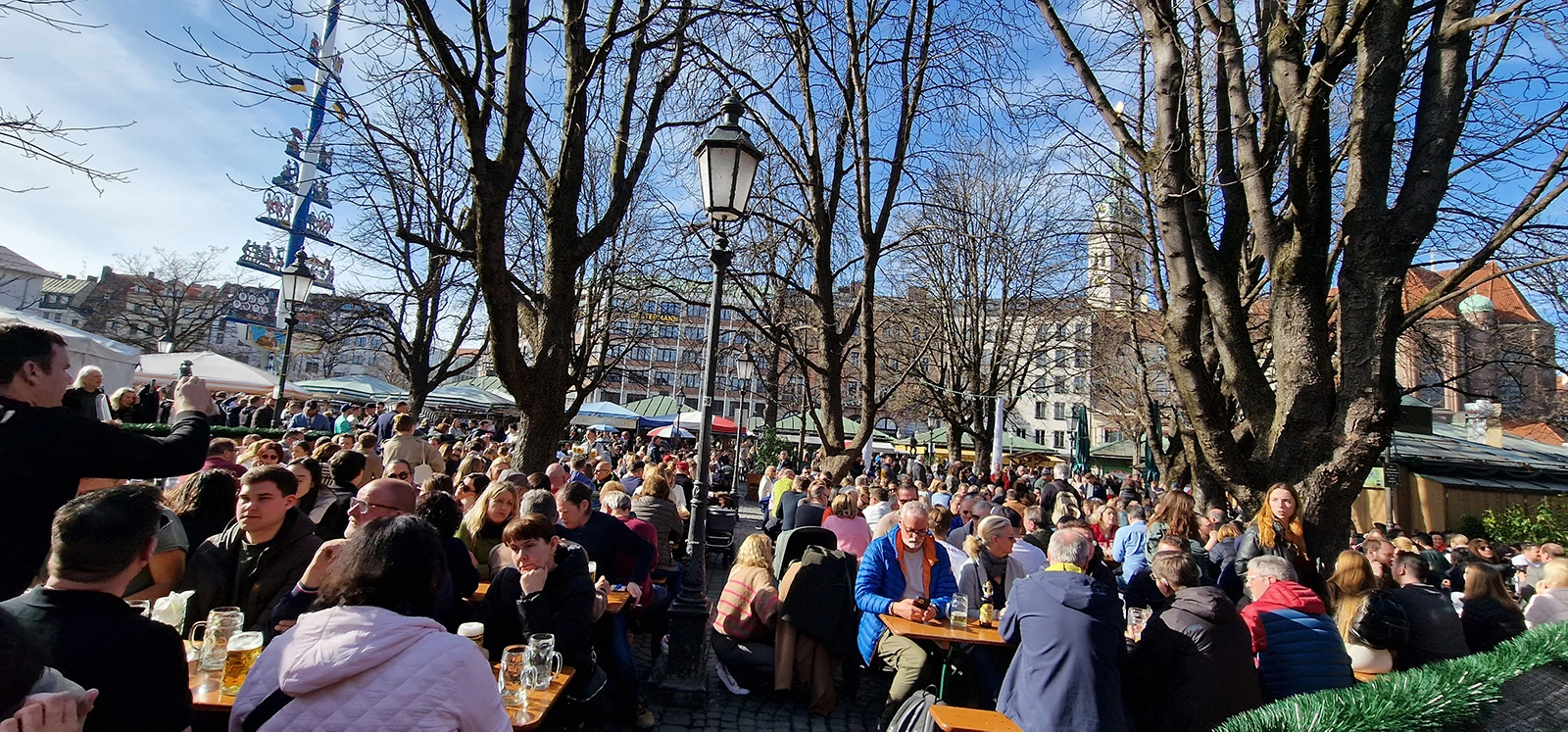 Viktualienmarkt beer garden and market in Munich