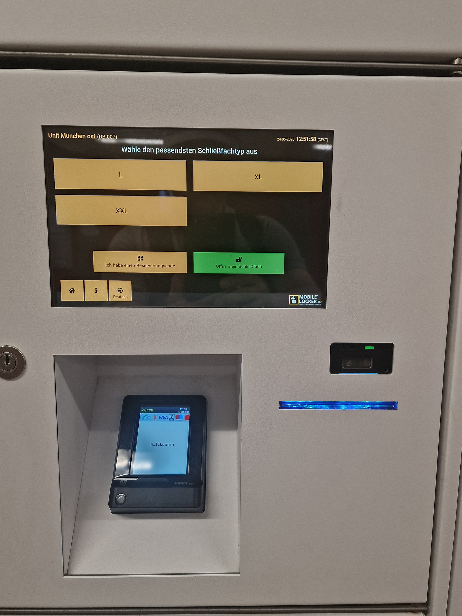 Ostbahnhof Mobile Locker terminal screen, Unit München Ost