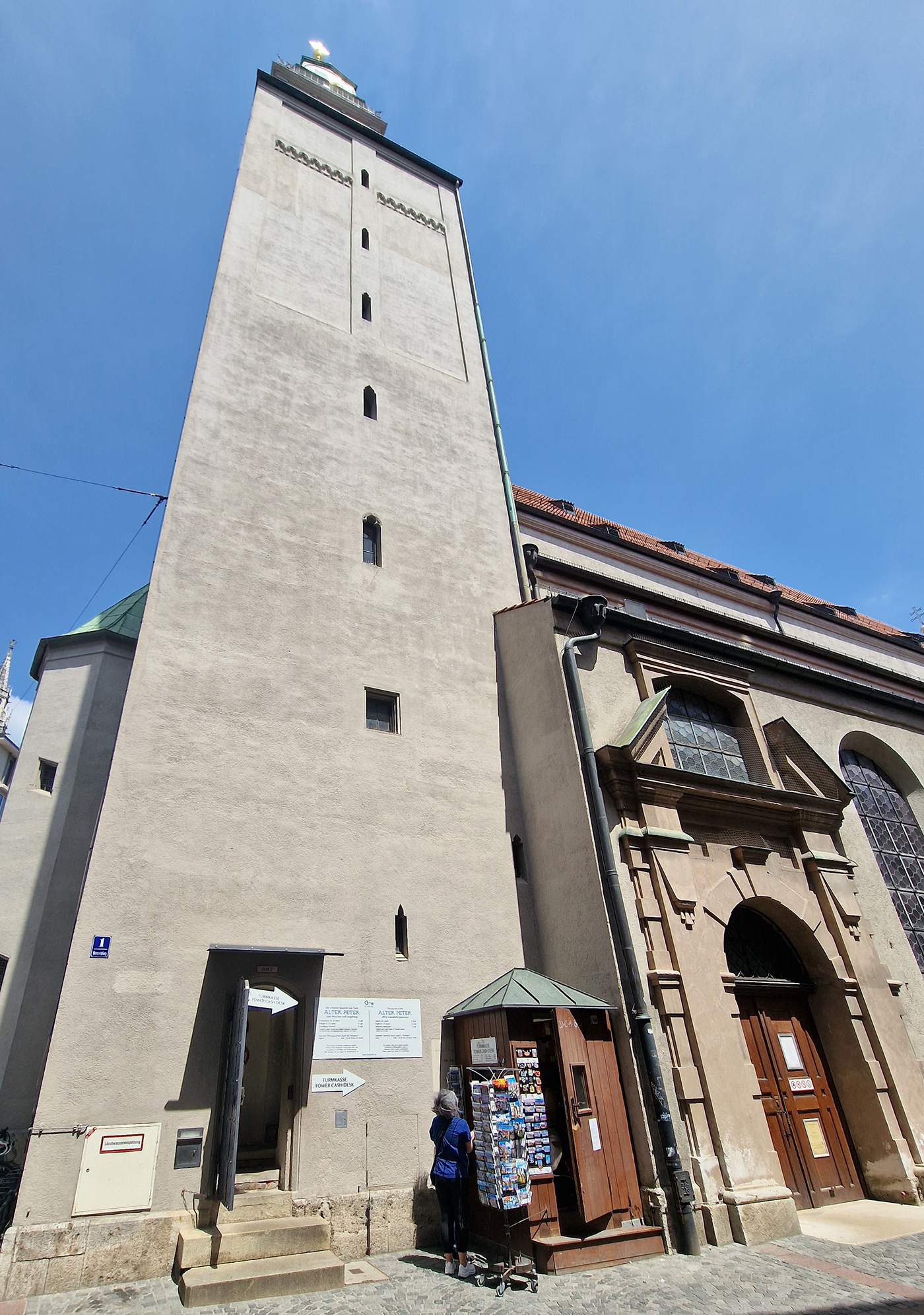 St Peter Church tower near Marienplatz in Munich