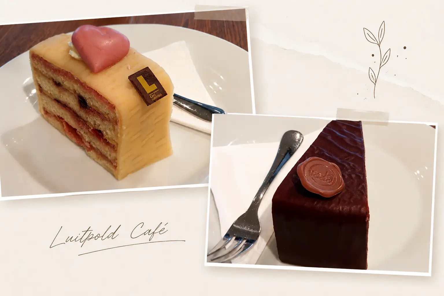 Luitpold-Torte and Prinzessinnen Schnitte cakes at Cafe Luitpold in Munich