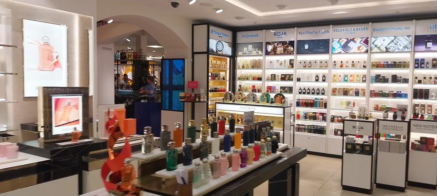 Perfume and cosmetics section inside Ludwig Beck department store in Munich