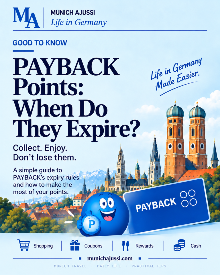 PAYBACK card and mascot in front of the Munich skyline