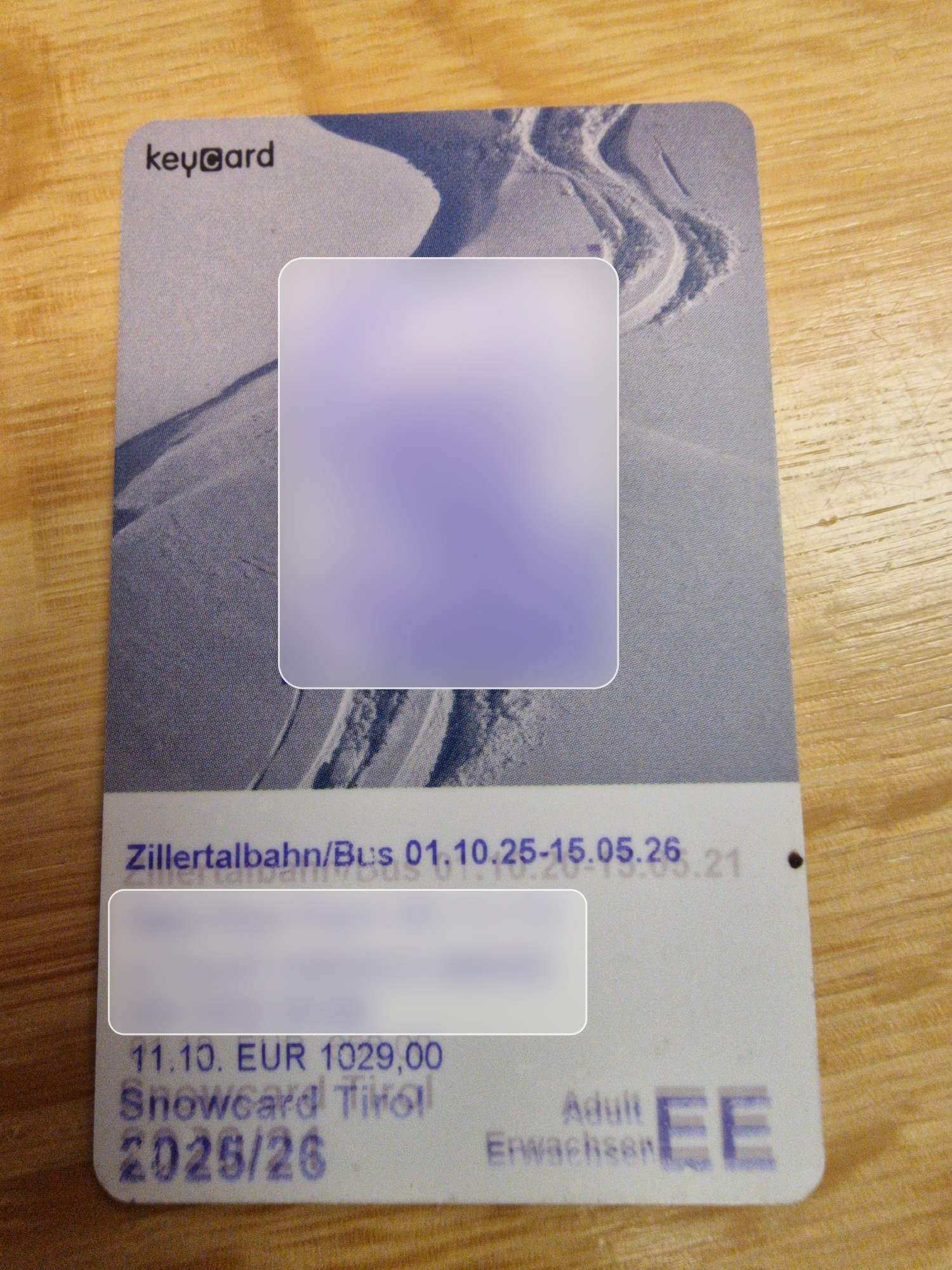 Adult Snow Card Tirol for the 2025/26 ski season